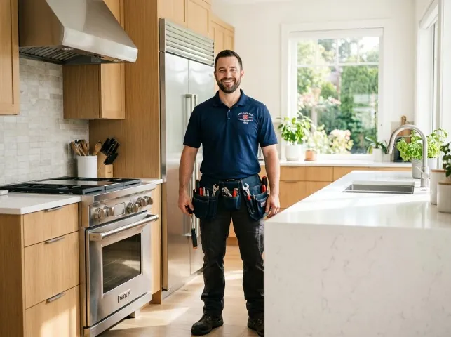 Appliance Repair Hero technician in a Bliss, NY kitchen after an appliance repair